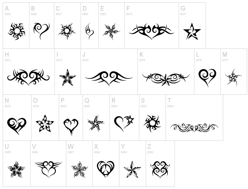 Tribal Love Heart Tattoos | Dingbat by Fontsi.com