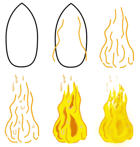 How to draw cartoon fire