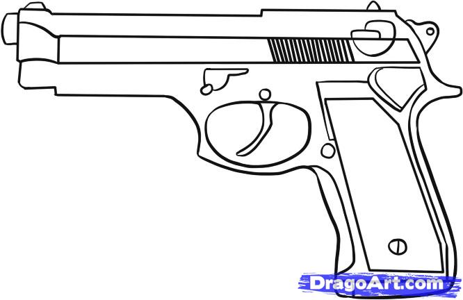 How to Draw a Simple Gun, Step by Step, guns, Weapons, FREE Online ...