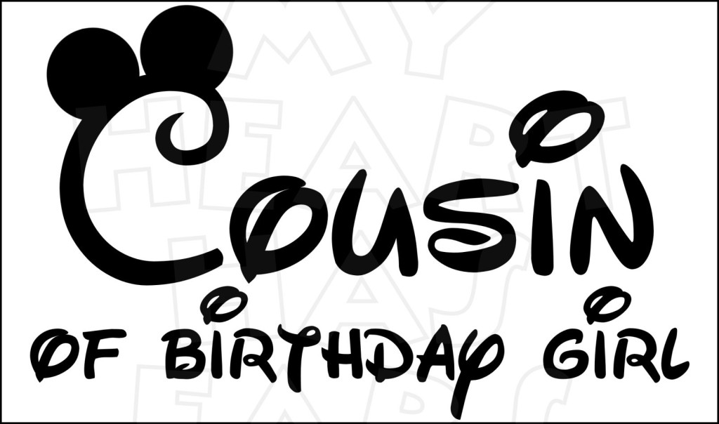 Cousin of birthday girl with Mickey ears INSTANT DOWNLOAD digital ...