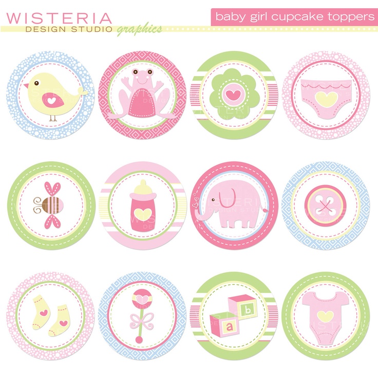 Baby Girl Cupcake Toppers - DIY Printables - INSTANT DOWNLOAD - Cliparts.co