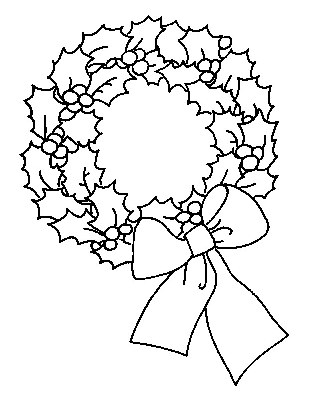 clipart christmas wreath black and white - photo #7