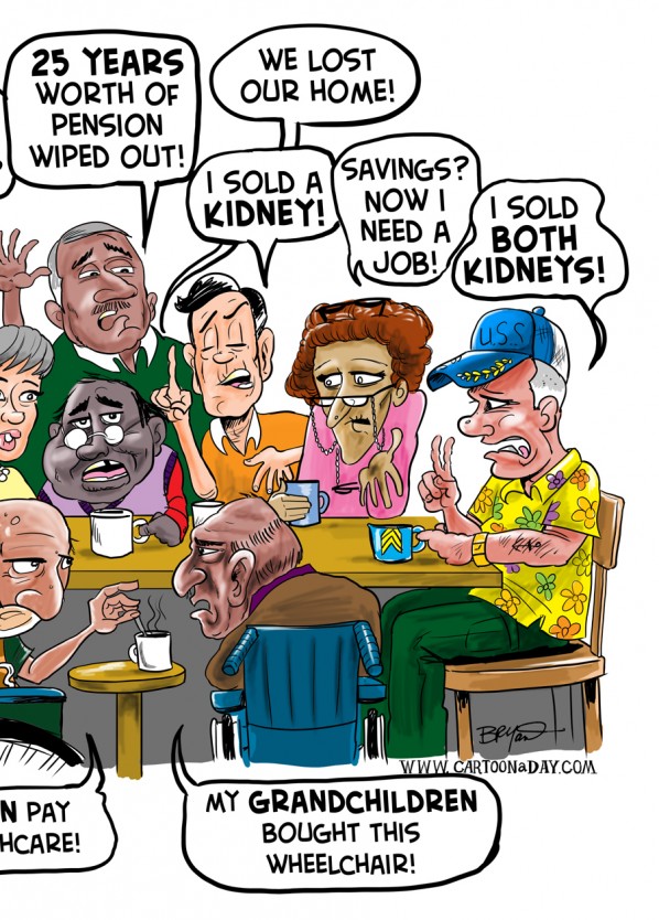 Obama's Retirement Economy Cartoon ❤ Cartoon