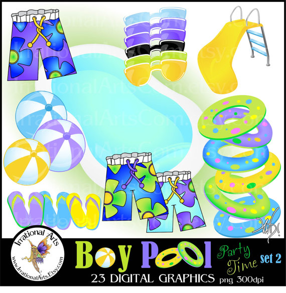 BOY Pool Party Time set 2 INSTANT DOWNLOAD 23 by IrrationalArts