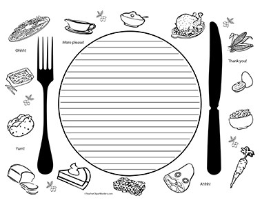Thanksgiving Dinner- Landscape- College Rule - Teacher Clipart ...