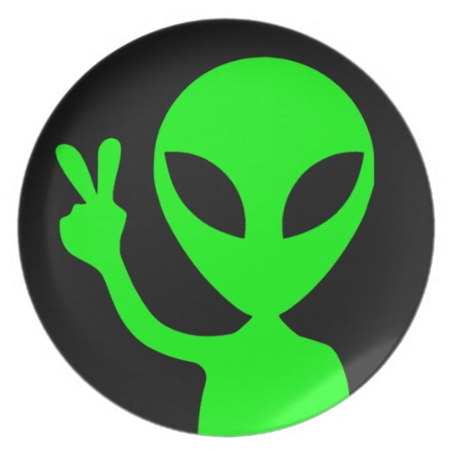 Peace Sign Alien Plate | Zazzle