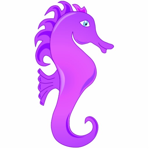 Kawaii Cute Cartoon Seahorse in Purple and Lilac Acrylic Cut Out ...