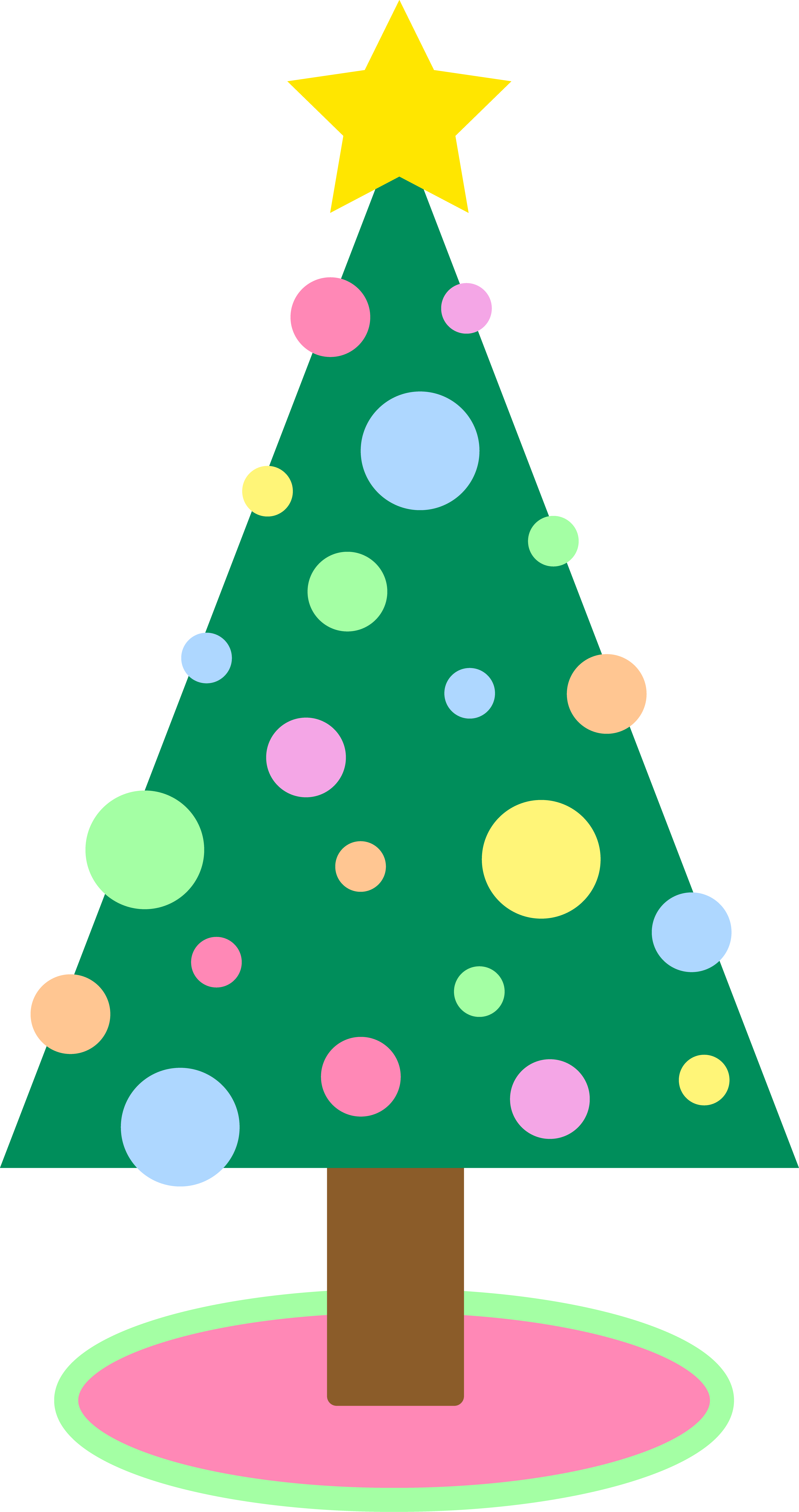 Cute Simple Pastel Colored Christmas Tree - Free Clip Art