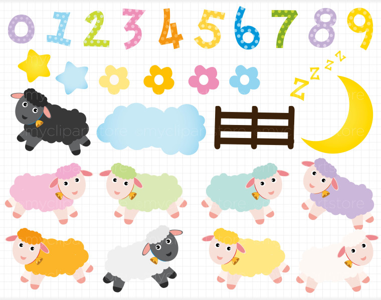Clip Art – Counting Sheep clipart | MyClipArtStore