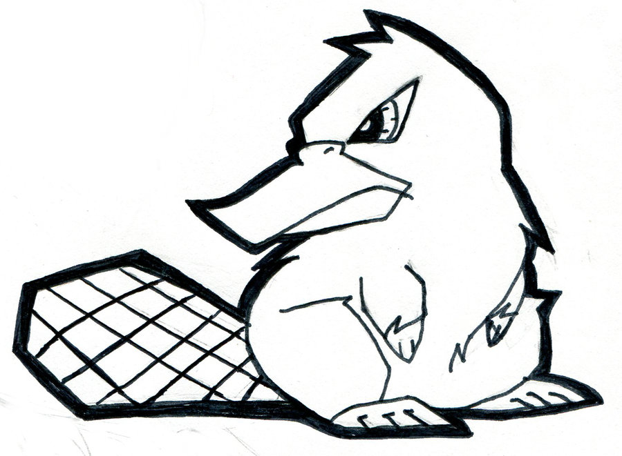 platypus cartoon black and white