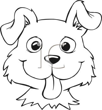 Black And White Cartoon Of A Dog Face Clipart Image image - vector ...