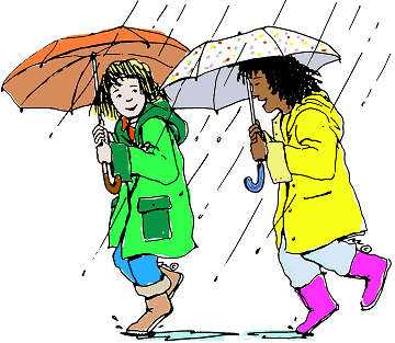 friends in the rain (in color) - Clip Art Gallery