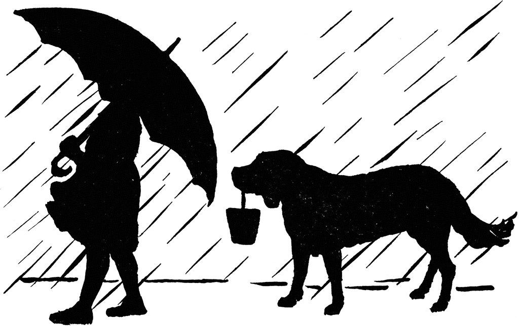 Girl with Umbrella &amp; Dog in Rainstorm | ClipArt ETC