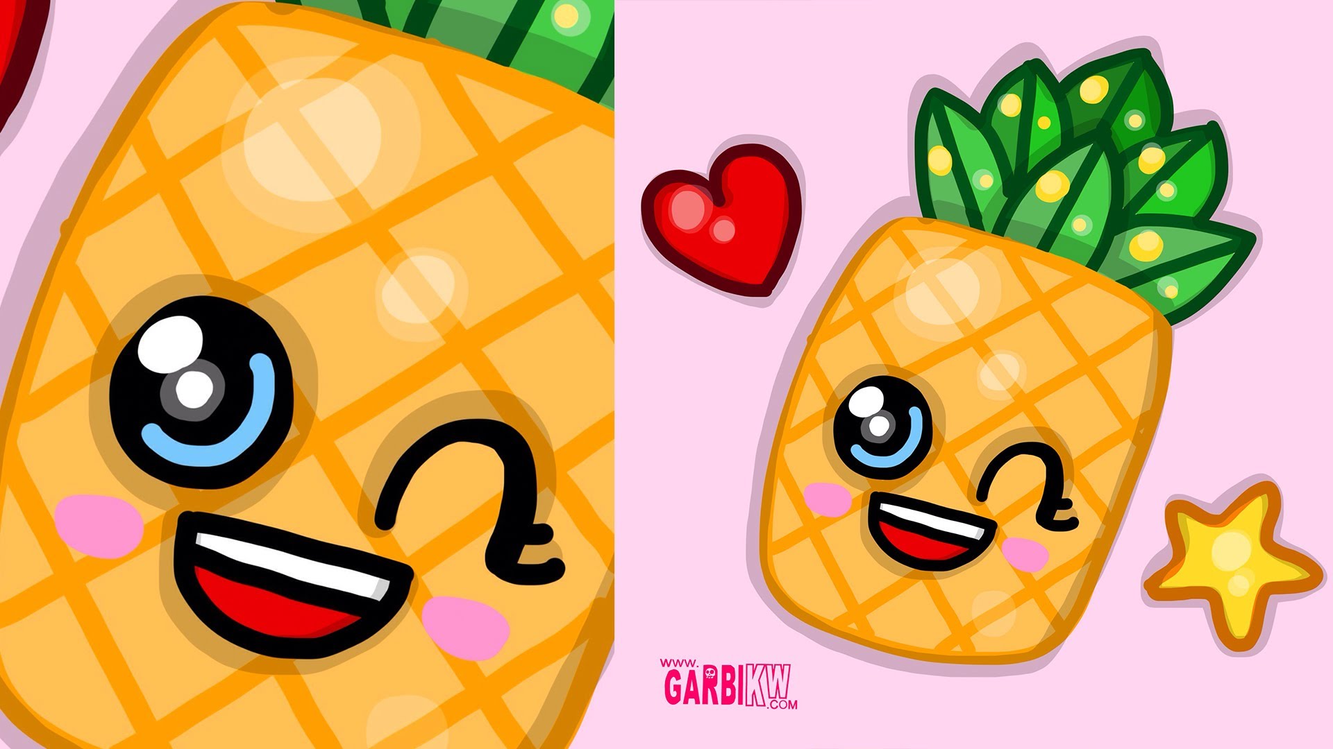 How To Draw A Kawaii Pineapple by Garbi KW - easy drawings - YouTube