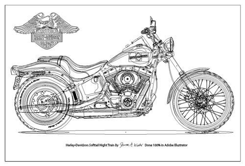 Vector Graphic, 2007 Harley Davidson Softail Night Train, Graphic ...