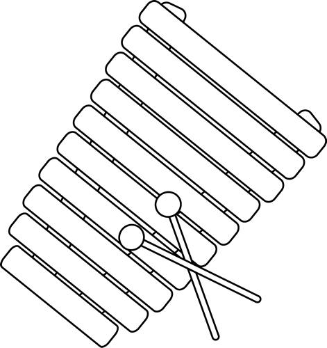 Black and White Xylophone Clip Art - Black and White Xylophone Image