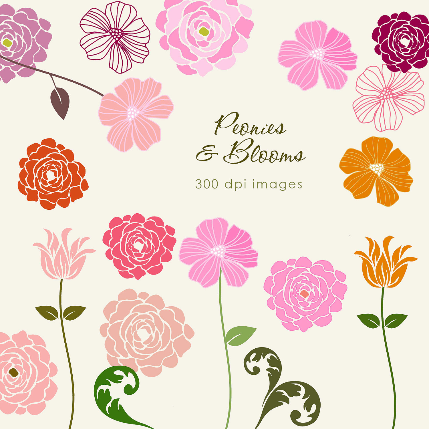 Digital Download Discoveries for CLIP ART PEONIES from EasyPeach.com