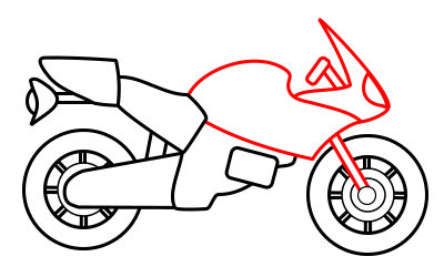 Drawing a cartoon motorcycle