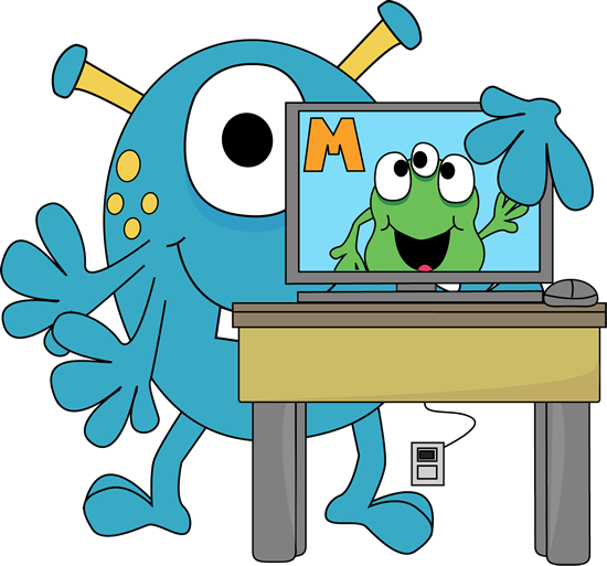 Monster with a Computer Clip Art - Monster with a Computer Image