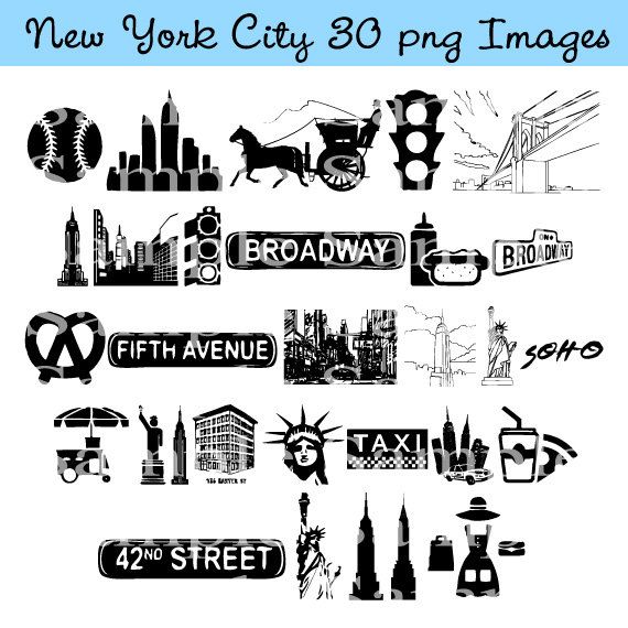 New York City Clip art INSTANT DOWNLOAD Manhattan, Taxi Cab ...