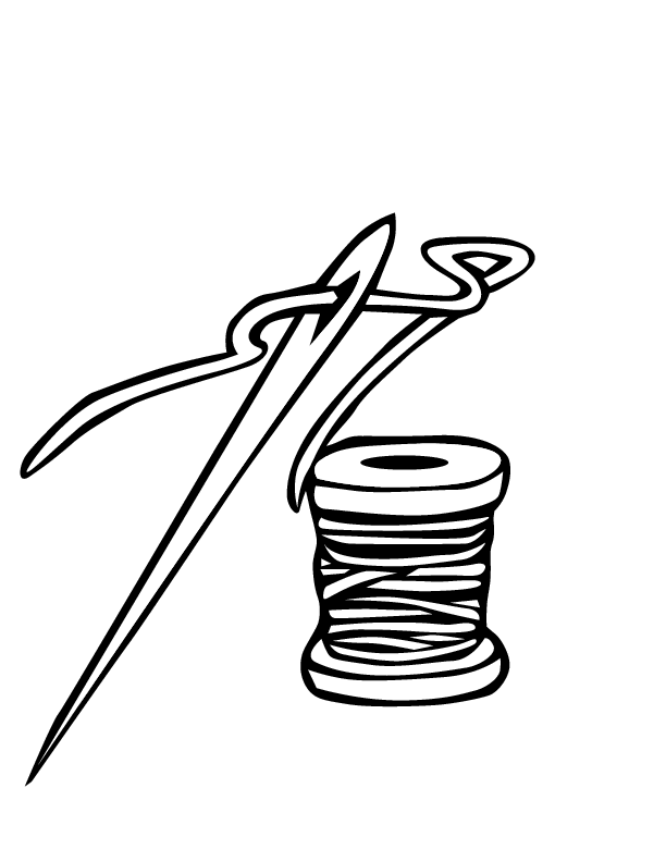 thread and needle Colouring Pages