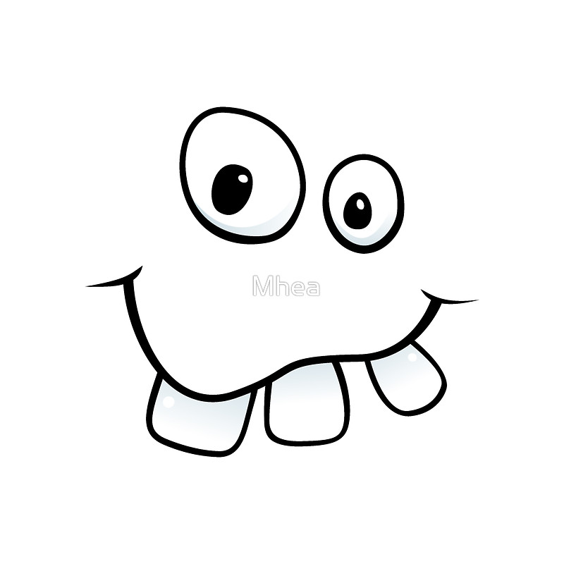 Funny, goofy face with big teeth and googly eyes" Throw Pillows by ...