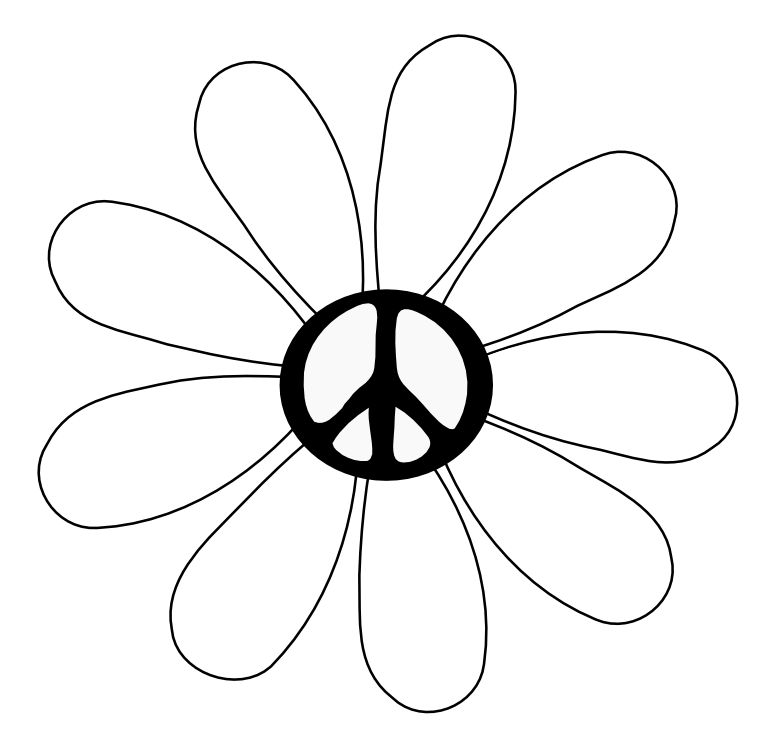 Peace Symbol Peace Sign Flower 29 Black White Line Art Coloring ...