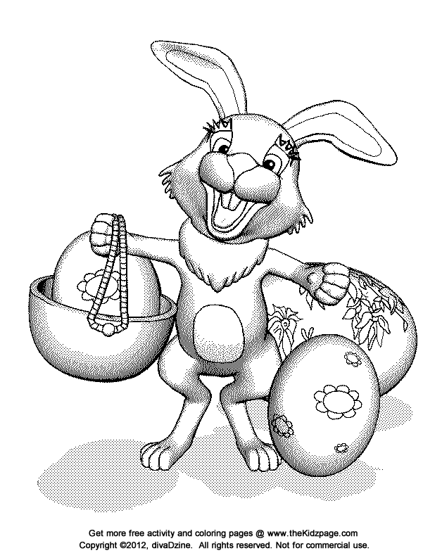 Cute Easter Bunny/Rabbit - Free Coloring Pages for Kids ...