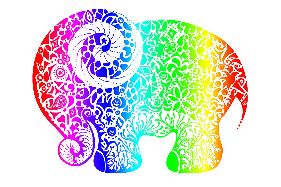 Rainbow Elephant by Jacqueline Eden - Rainbow Elephant Drawing ...