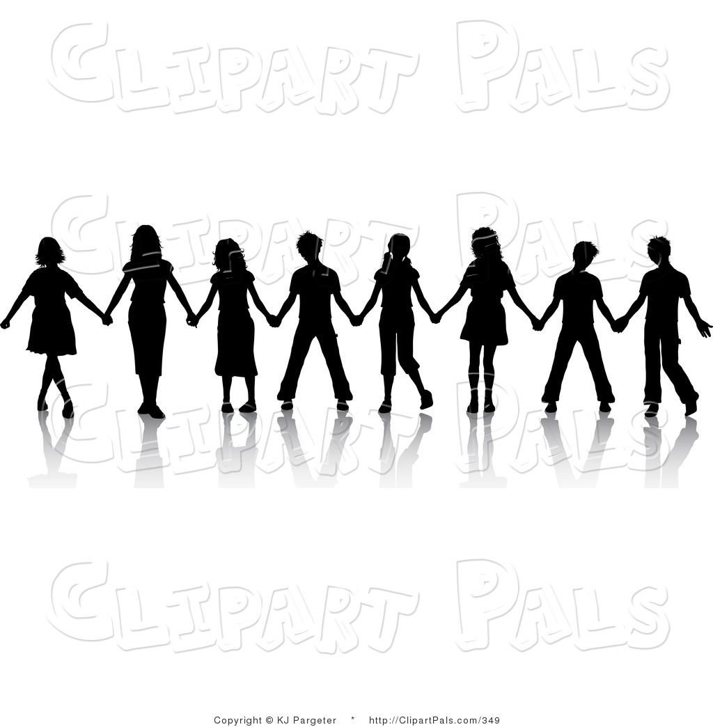 Pal Clipart of a Group of Black Silhouetted Boys and Girls ...