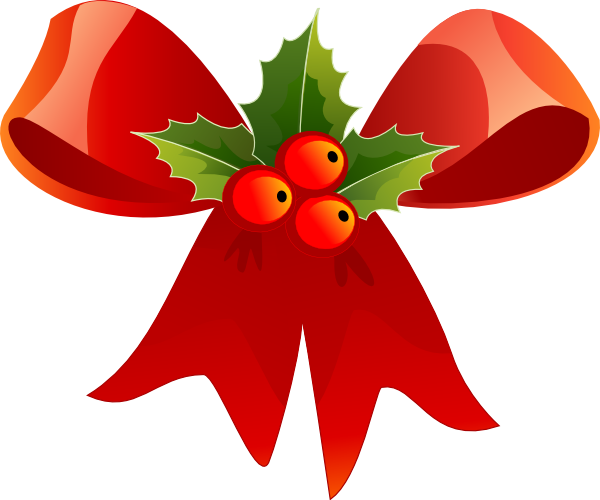 Christmas Bow With Holly clip art - vector clip art online ...