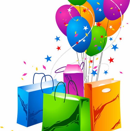 Festive Balloons and Shopping Bags Vector | Free Vector Graphics ...