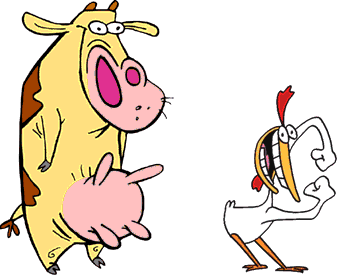 cow and chicken together - Cartoons Picture