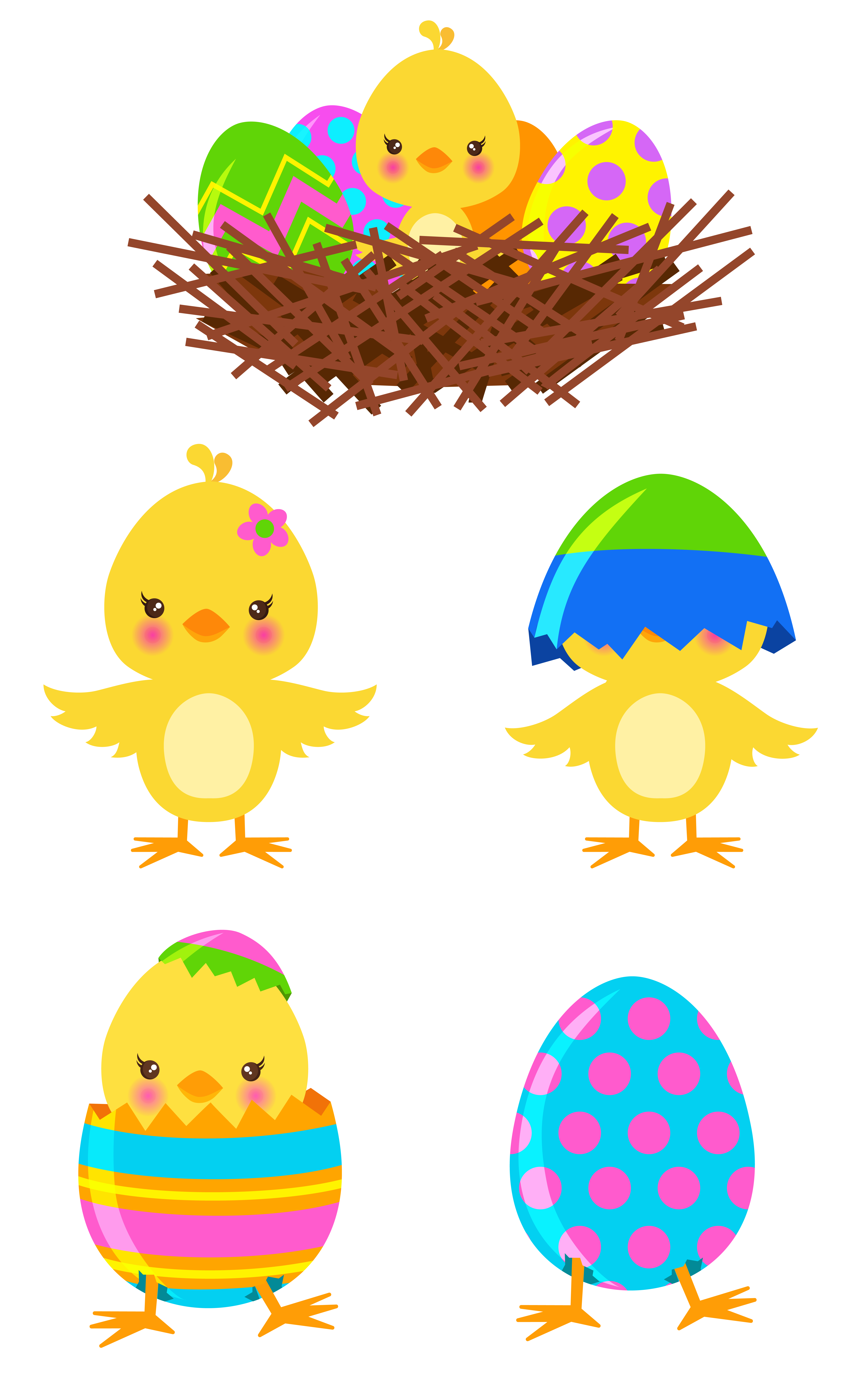 Easter Chicks Set PNG Clipart
