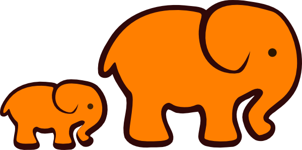 Orange Elephant Mom & Baby clip art - vector clip art online ...