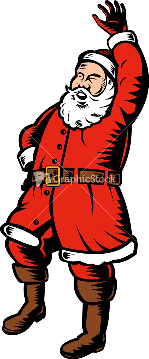 Father Christmas Santa Claus Waving Hello Standing Stock Image