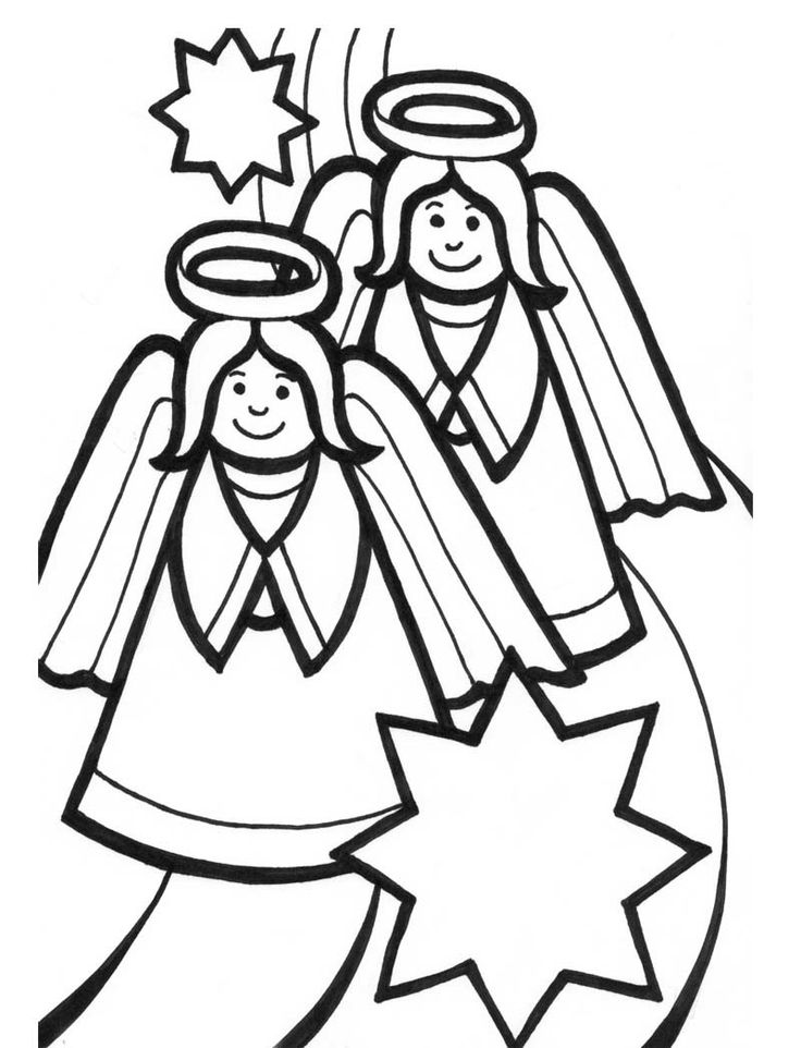 Two Christmas Angel Coloring Page | Christmas Angels | Pinterest