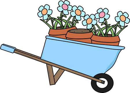 Wheelbarrow and Flower Pots Clip Art - Wheelbarrow and Flower Pots ...