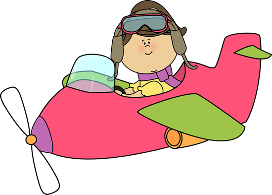Little Girl Flying a Plane Clip Art - Little Girl Flying a Plane Image