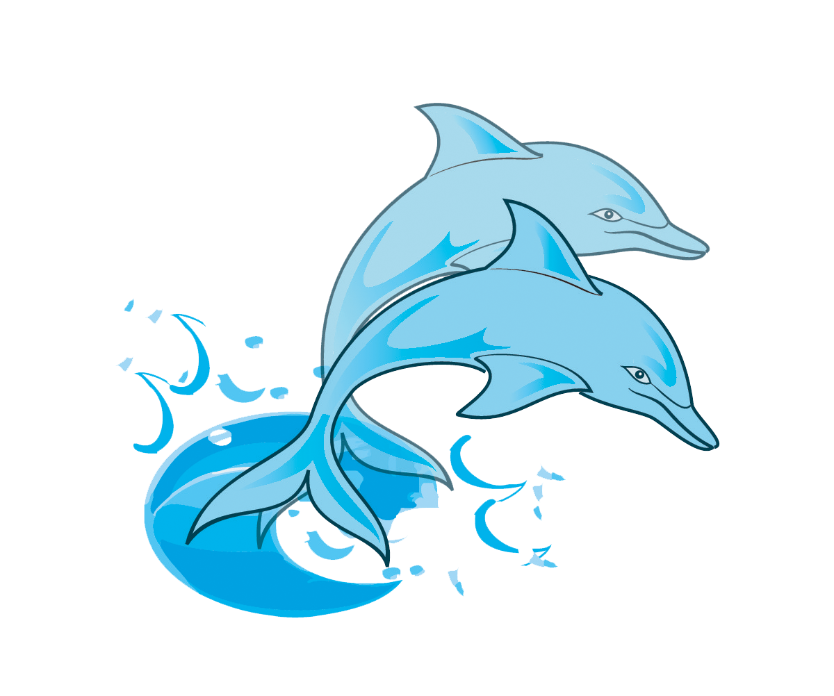 Free Pair of Blue Dolphins Clip Art