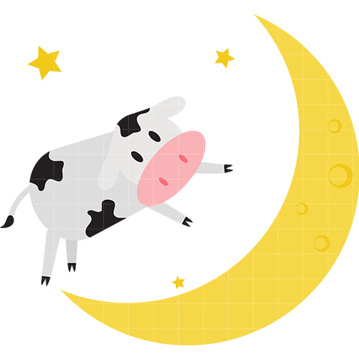 Cow Jumped over the moon Clip Art - Quarter Clipart