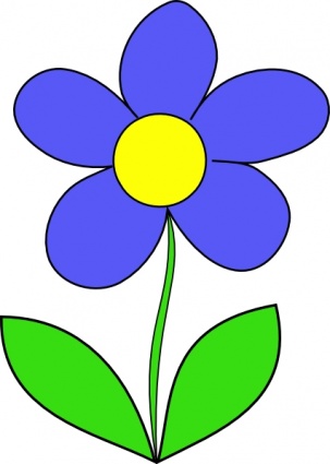 Green Blue Simple Outline Yellow Drawing Flower Flowers Cartoon ...