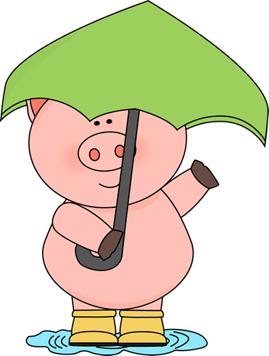 Pig in the Rain Clip Art - Pig in the Rain Image