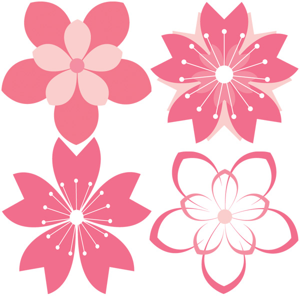 XOO.me :: 11 Cherry Blossom Vector Patterns Set