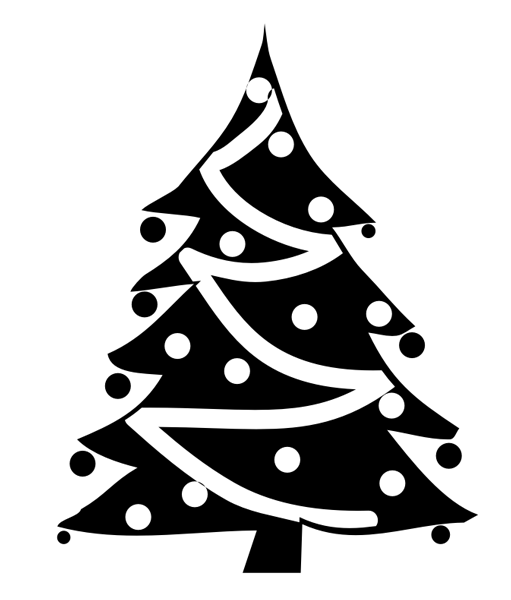 Christmas Tree (black & white) - Free Christmas Graphic