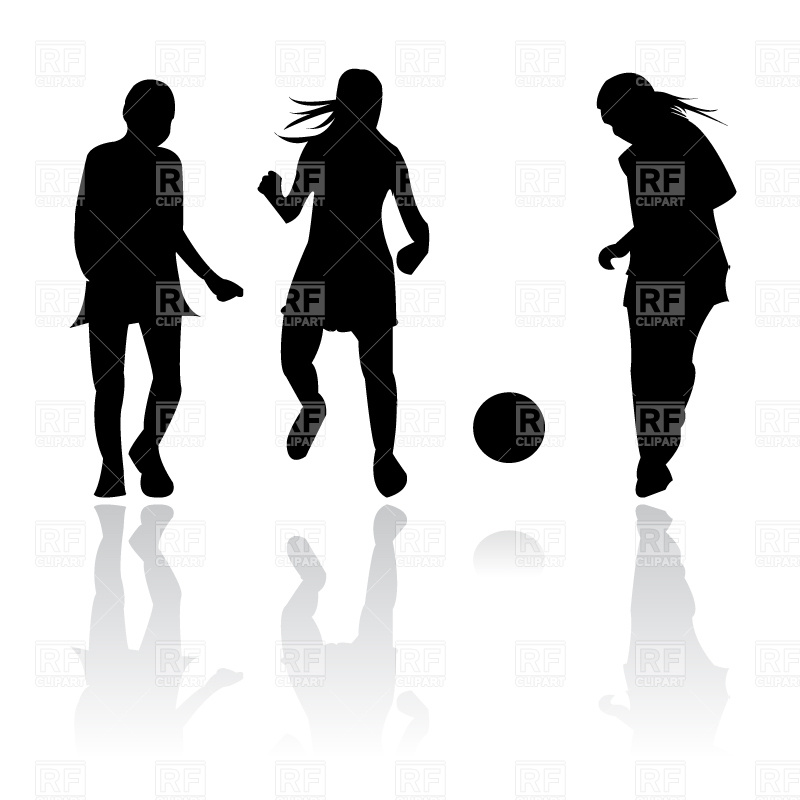Girls playing soccer, Silhouettes, Outlines, download Royalty-free ...