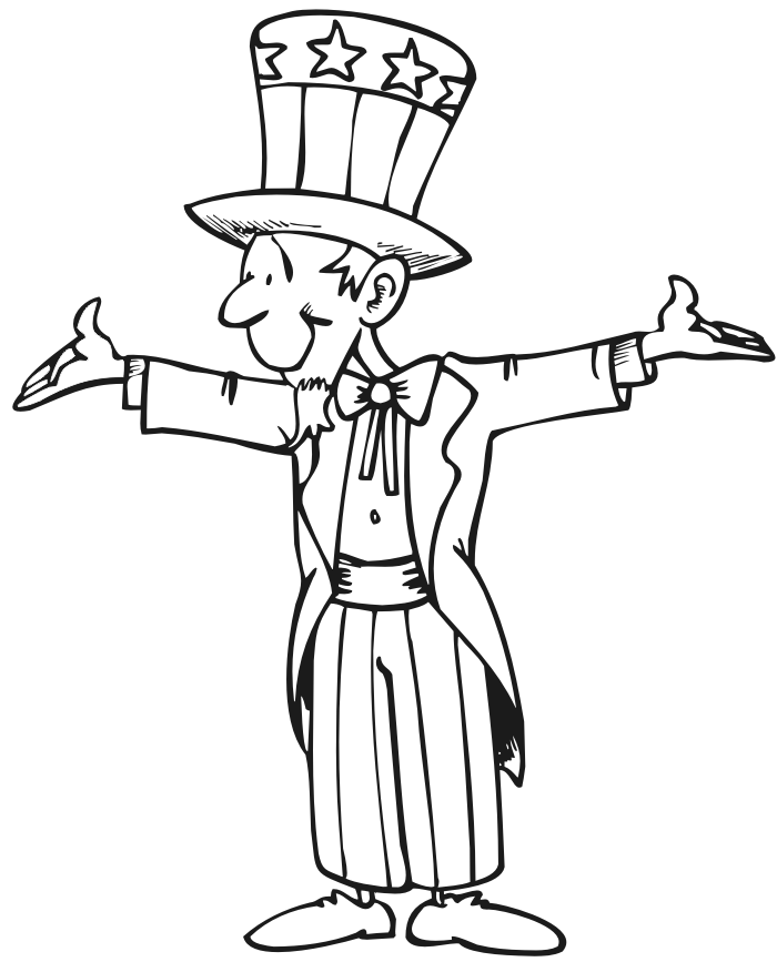 Fourth of July Coloring Page | Uncle Sam coloring page