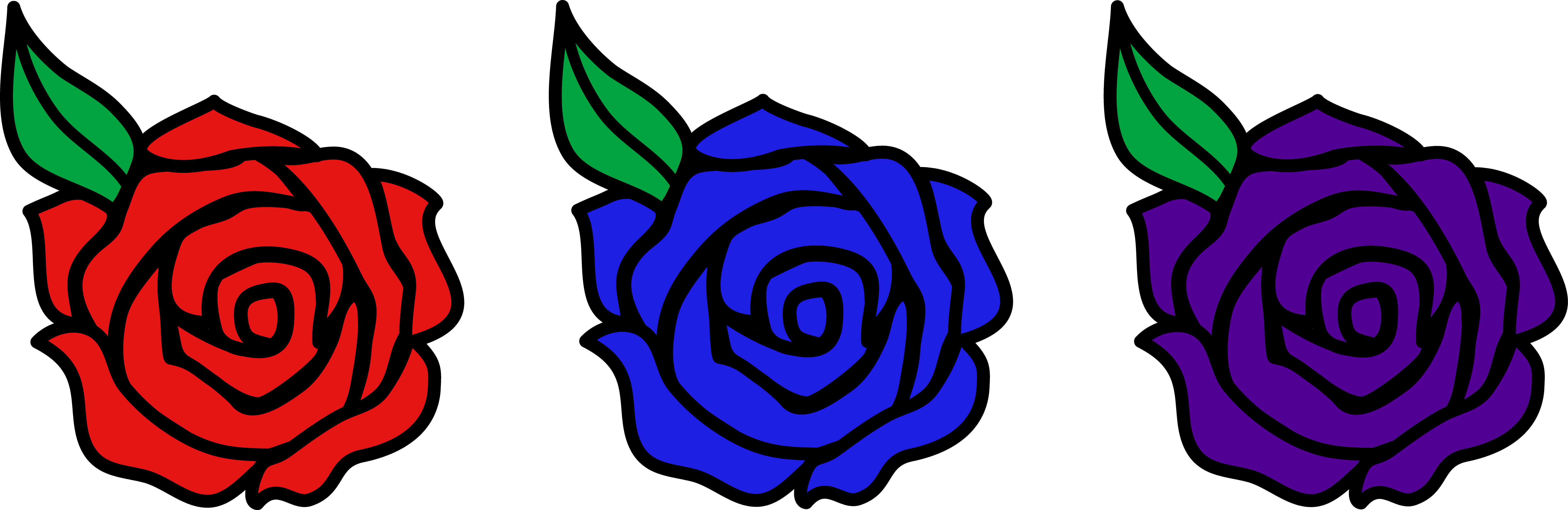 Red Blue and Violet Roses - Free Clip Art