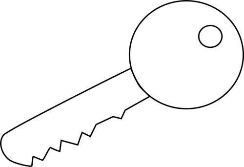 Black and White Key Clip Art - Black and White Key Image