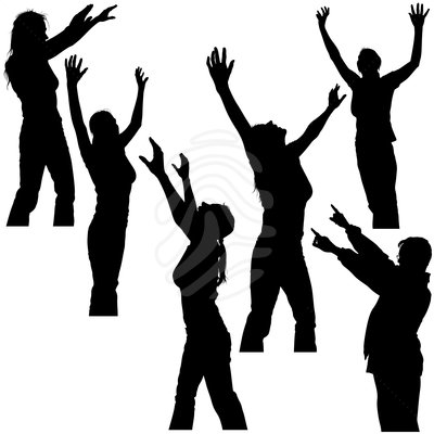 Hands Up Silhouettes - clipart #